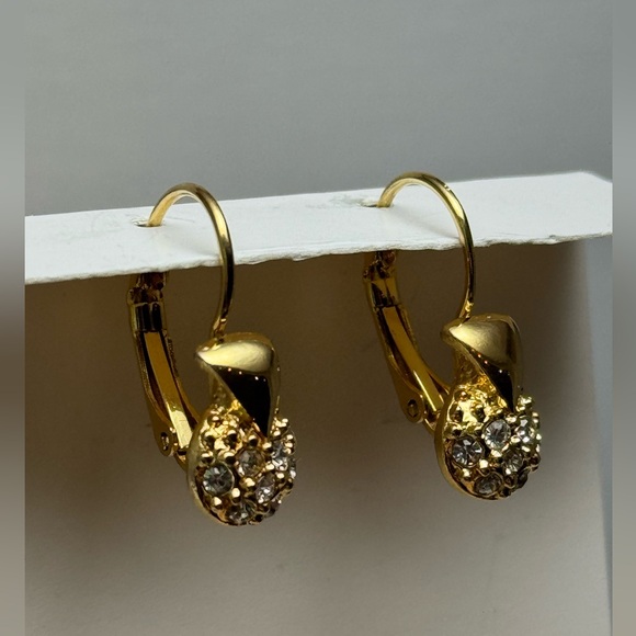 Gold Crystal Drop Earrings - Picture 2 of 8
